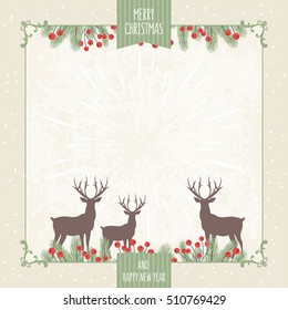 Christmas background with reindeers