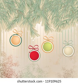 Christmas background with retro balls.  + EPS8 vector file