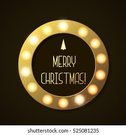 Christmas background. Retro Christmas light sign. Vector illustration.