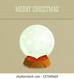Christmas background in retro style with snow globe and place for text. Imitation paper. Soft colors.