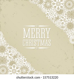 Christmas background in retro style with snowflakes and place for text. Imitation paper. Soft colors. 