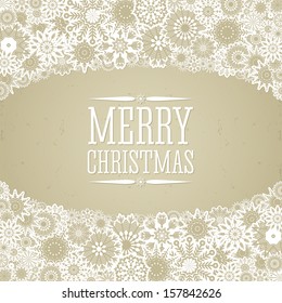 Christmas background in retro style with snowflakes and place for text. Imitation paper. Soft colors.