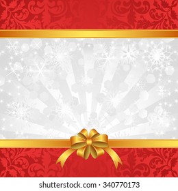 christmas background with ribbons and snowflakes