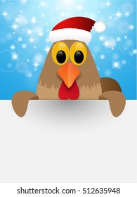 Christmas background with rooster. Vector illustration.