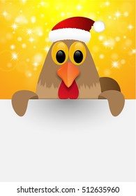 Christmas background with rooster. Vector illustration.