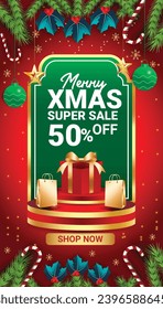 CHRISTMAS BACKGROUND SALE BANNER FLYER SOCIAL MEDIA DISCOUNT DECEMBER END YEAR TEMPLATE 4