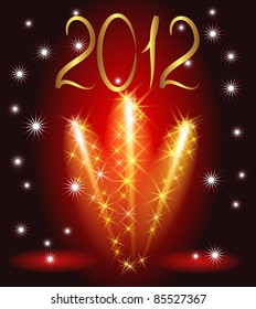 Christmas background with salute and firework