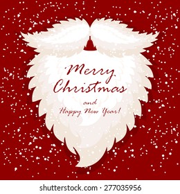 Christmas background with Santa beard and snow, illustration.