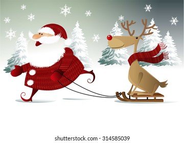 Christmas background with Santa Claus