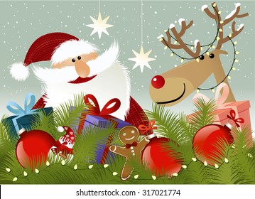Christmas background with Santa Claus