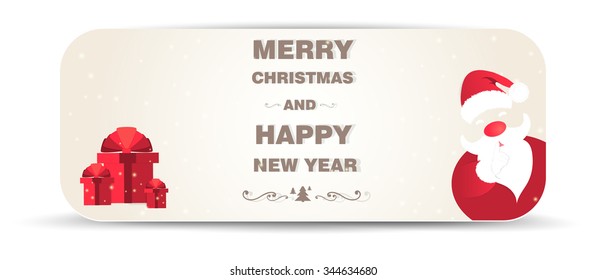 Christmas background with Santa Claus and gifts. Vector illustration.