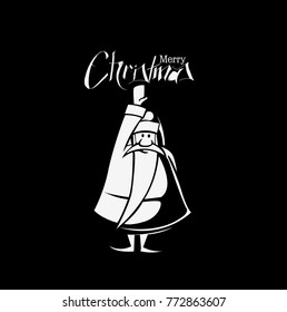 Christmas Background Santa Claus hand up try to fly isolate white background, vector illustration