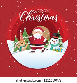 Christmas background with Santa Claus and the inscriptions Merry Christmas