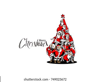 Christmas Background Santa Claus isolate white background, vector illustration