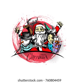 Christmas Background Santa Claus isolate white background, vector illustration