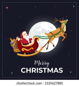 Christmas background with santa claus and reindeer