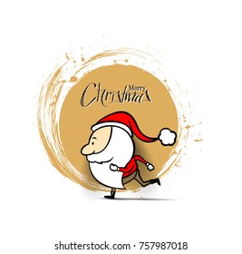 Christmas Background Santa Claus running isolate white background, vector illustration