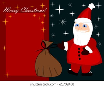 Christmas background with Santa Claus showing the sack