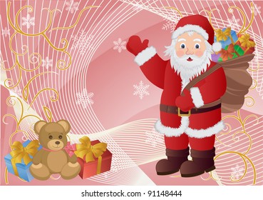 Christmas background with Santa Claus, vector Illustration