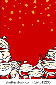 Christmas background with Santa Clauses