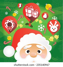 Christmas background with Santa Claus-Thinking concept