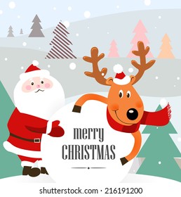 christmas background with Santa and a deer
