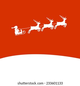 Christmas Background with Santa and Deers. Vector illustration