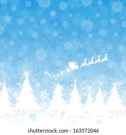 Christmas background with Santa in his sleigh