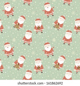 Christmas background with Santa. New year cartoon seamless pattern.