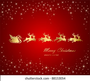 Christmas background with Santa sleigh, illustration