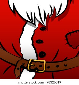 Christmas background of Santa's coat with belt, fur and white bear