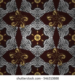 The Christmas background, seamless pattern of golden snowflake on a dark red background. Radial gradient shape. Snowflake, Christmas, New Year.