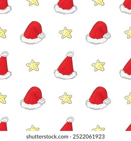 Christmas background. Seamless pattern in hand draw style