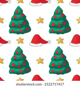 Christmas background. Seamless pattern in hand draw style