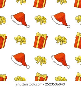 Christmas background. Seamless pattern in hand draw style