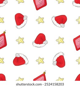 Weihnachtlicher Hintergrund. Nahtloses Muster im Handzeichenstil