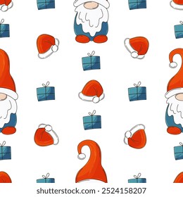 Christmas background. Seamless pattern in hand draw style