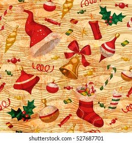 Christmas background. Seamless pattern. Hand-drawn style. Vector.