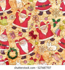 Christmas background. Seamless pattern. Hand-drawn style. Vector.