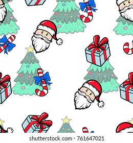 Christmas background. Seamless pattern. Hand-drawn style. Vector.