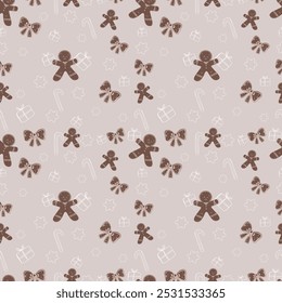 christmas background, Seamless pattern for new year decoration on light color background. Trendy modern vector illustration. Cute hand drawn