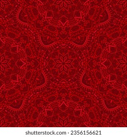Christmas background seamless pattern with ornamental detailed snowflake mandala.