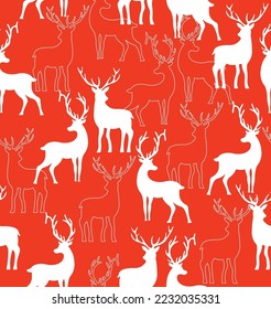 Fondo de Navidad, patrón sin fisuras con reno, árbol, conjunto de fiestas