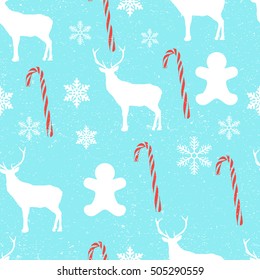 Christmas background. Seamless pattern. Sweet Christmas candy. Seamless pattern on mint turquoise texture.Vector 10eps. Christmas candies.Cute New Year Christmas holidays background.Easy fabric print.