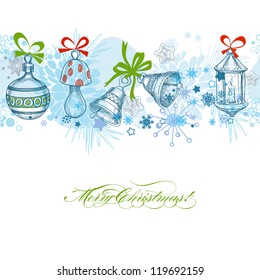 Christmas background, seamless pattern with traditional ornaments
