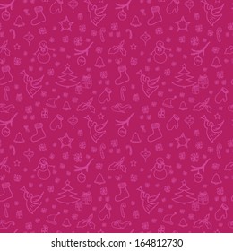 Christmas background, seamless tiling, great choice for wrapping paper pattern. Can be use for Christmas card design. Pattern with stylized doodle hand drawn Christmas 