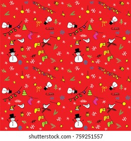 Christmas background, seamless tiling, great choice for wrapping paper. New Year's decorative elements and pattern