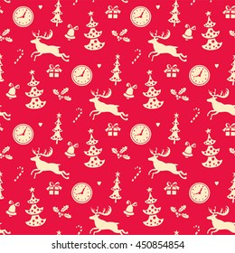 Christmas background, seamless tiling pattern texture vintage set