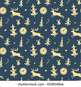 Christmas background, seamless tiling pattern texture vintage set