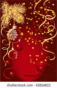 Christmas background with serpentine and ball